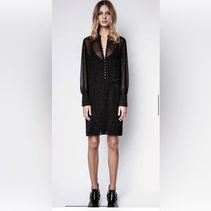 Zadig & Voltaire Rine Mousseline Black Shirt dress NWT